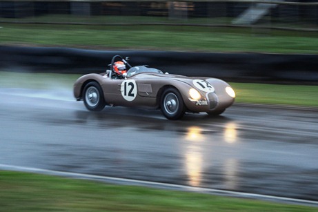 The ex-Fangio C-Type driven by Alex Buncombe and John Young to an impressive victory in the Freddie March Memorial Trophy