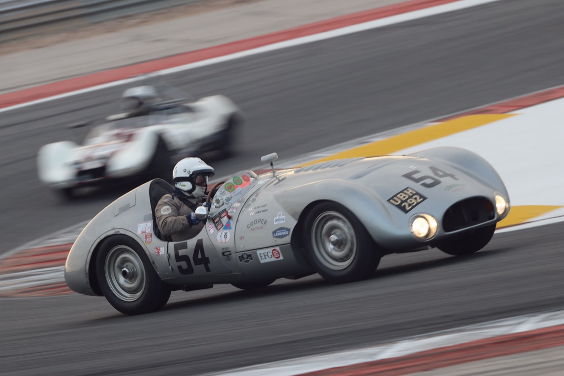 Derek Hood was first to take to the drivers seat of the Cooper T33 in the 2 hour MRL 50s Sports Car race.