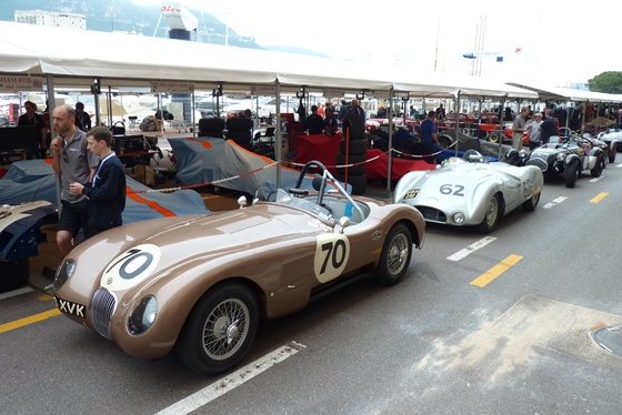 The Jaguar Heritage Racing C-Type and JD Classics Cooper T33 line up ahead of Saturday's double qualifying session