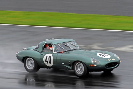Our Lightweight E-Type braves the typically English weather to take a double victory in the E-Type Challenge Race