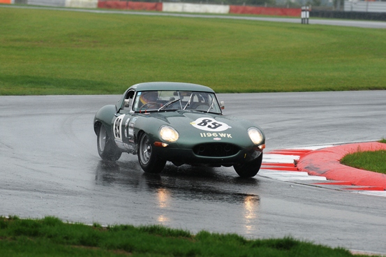 With a heavy downpour of rain hampering many competing cars, the JD Classics E-Type maintained a steady lead throughout.