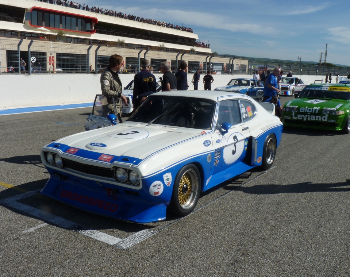The JD Classics Ford Cologne Capri lined up on pole ahead of Sunday afternoon's race at Paul Ricard