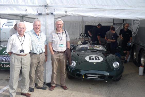 Ken Hazelwood, Dick Barton and Colin Crisp with the JD Jaguar Costin Lister