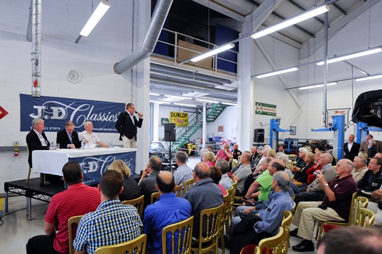 A large audience gather in the main workshop ahead of the morning's talk with the guest speakers