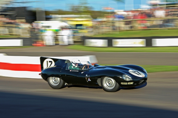 JD Classics MD Derek Hood drove the Jaguar Heritage entered D-Type in the Sussex Trophy Race