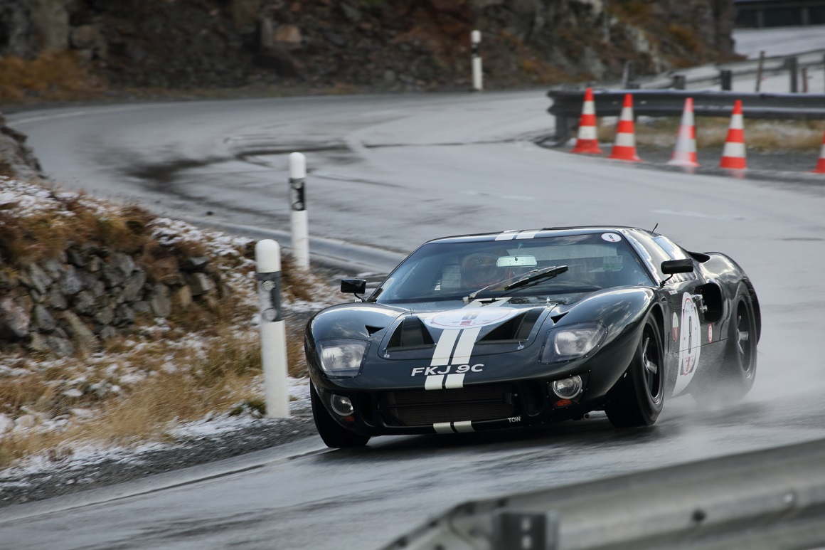 Fresh from its victory at Goodwood Revival, the GT40 of Chris Ward acheived a flying course time of 3:18.8 to take an overall victory for JD Classics at this year's Bernina Gran Turismo. 