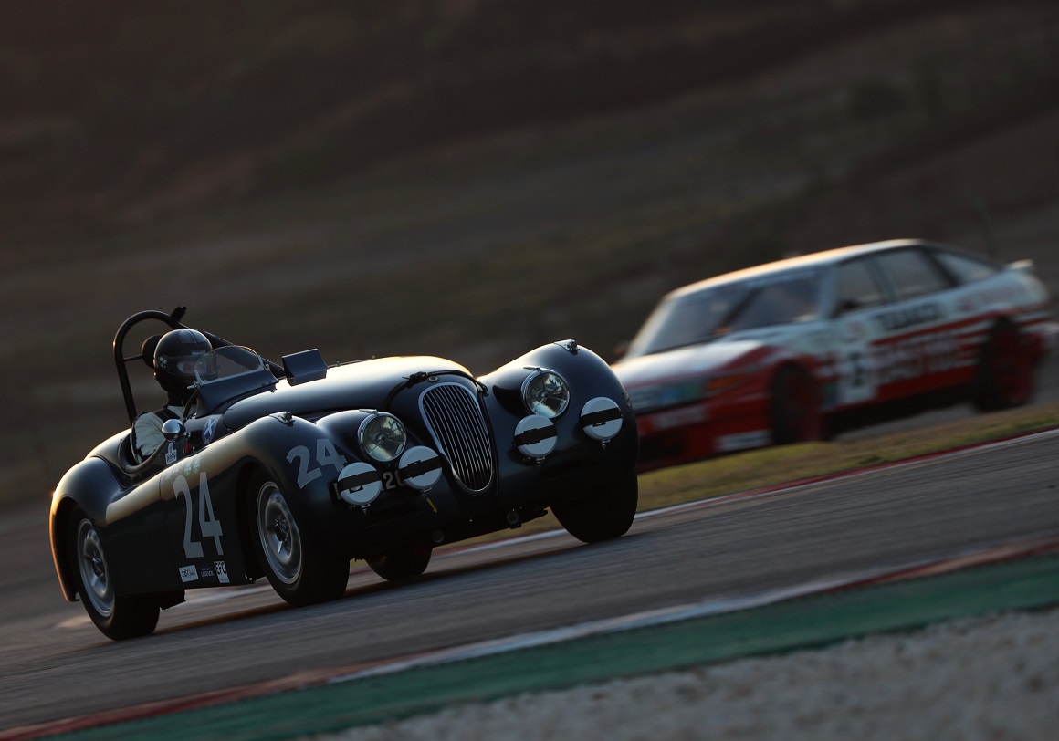 Despite suffering with a puncture during qualifying which started them from the back of the grid, the Ecurie Ecosse XK120 of Steve and Josh Ward charged the car through the field up into 17th place