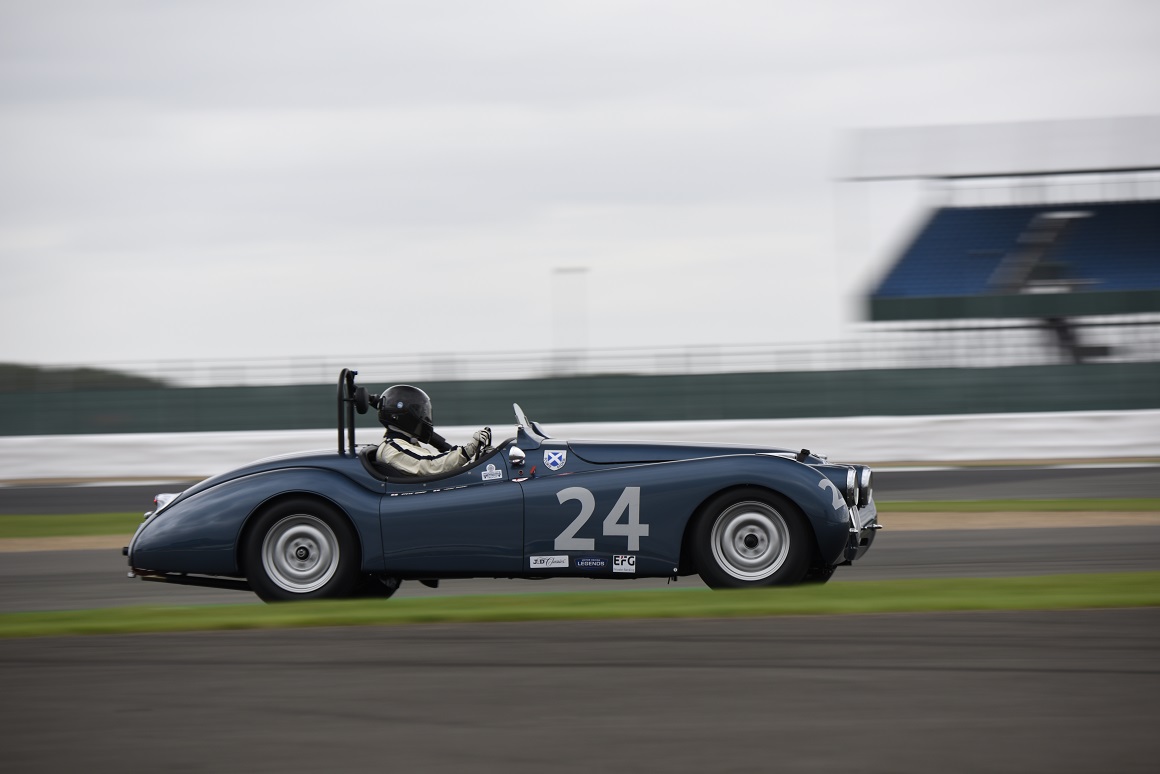 The Ecurie Ecosse XK120 of Steve and Josh Ward ran consistently despite an early race spin.