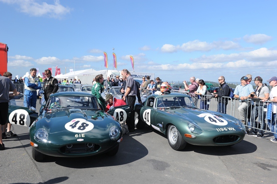 Both E-Types being prepared ahead of the weekend's E-Type Challenge round