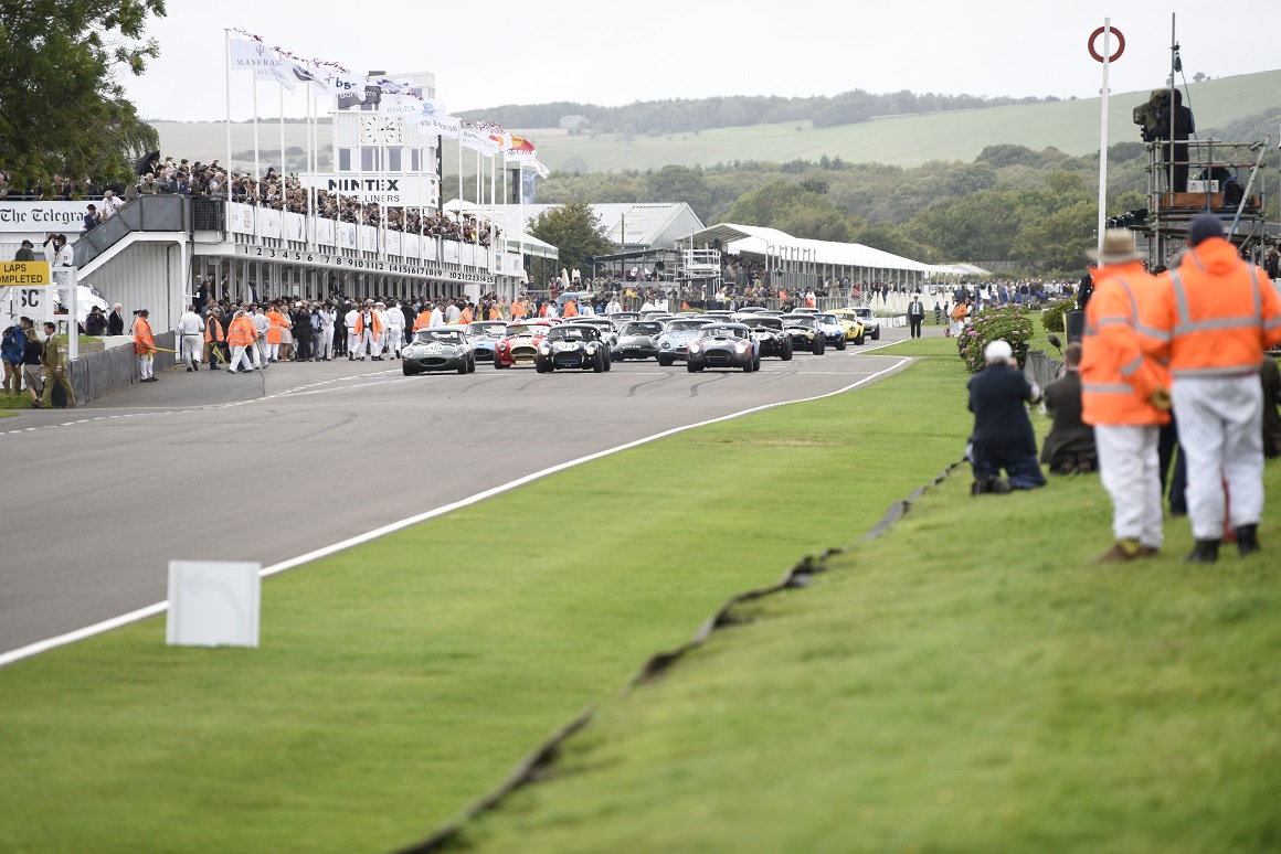 In front of packed grandstands, the RAC TT Celebration grid lined up ahead of the start of Sunday afternoon's hour long race.